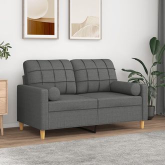 vidaXL Sof&aacute; De 2 Plazas Con Cojines Tela Gris Oscuro 120 Cm Vidaxl