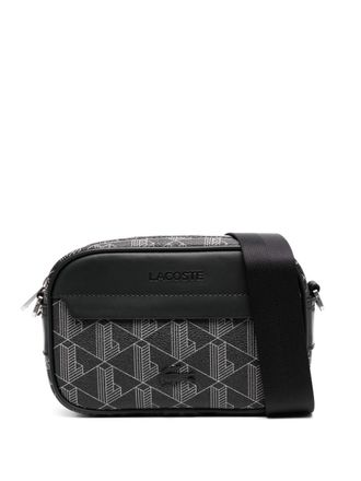 Lacoste monogram-motif camera shoulder bag - Black