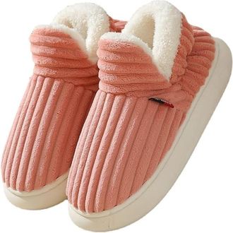 Generic The Puffy Slippers for Women Men, Thick Sole Anti-Skid Cozy Plush Booties Ankle Bootie Slipper Plush Warm Outdoor Shoes (Pink,7.5)