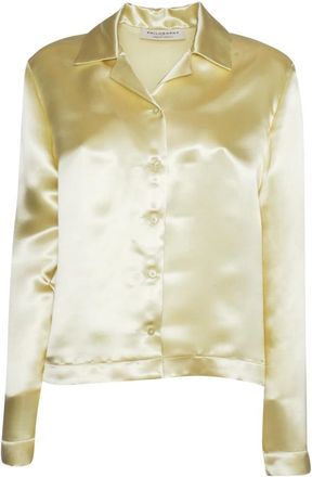 Philosophy di Lorenzo Serafini Romantische Viscose Blouse - Dames - Overhemden - Geel - XS - Satijn - Overhemden