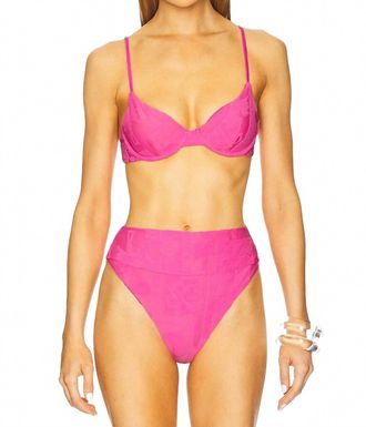 Beach Riot Camilla Stand Terry Bikini Top In Strawberry