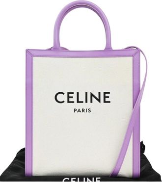 Celine Pre-owned Tote Bags, female, Purple, Size: ONE SIZE Pre-owned Canvas Tote Bag with Leather Trim