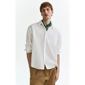 H&M Relaxed Fit Linen-blend Shirt in White at Nordstrom, Size Xx-Large
