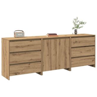 Berkfield Home 3 Piece Sideboard Artisan Oak Engineered Wood in Brown