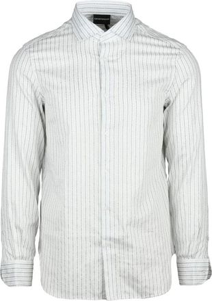Emporio Armani White/Grey Regular Fit Cotton Elastane Mens Shirt