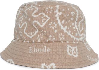 Rhude intarsia-knit bucket hat - men - Cashmere/Cotton - One Size - Neutrals