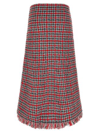 Self Portrait Check Tweed Skirt - Red