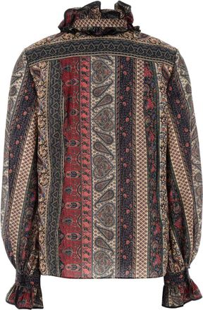 Valentino Garavani Womens Printed Cotton Blend Blouse Multicolor Exterior: Polyester Maglie Sweater