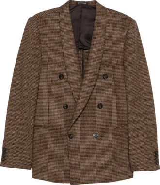 Emporio Armani Giacca doppiopetto con motivo pied-de-poule - Marrone