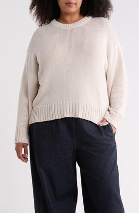Eileen Fisher Crewneck Organic Cotton Sweater in Plaster at Nordstrom, Size 1X