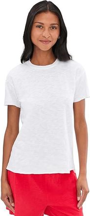 Mod-o-doc Short Sleeve Step Hem Crew Neck Short Sleeve T-Shirts Womens Clothing White Halo : LG (US 12-14), Cotton