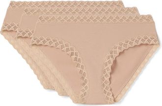 Natori Bliss Girl Brief 3-Pack Womens Underwear Cafe/Cafe/Cafe : M (Womens 10-12), Cotton/Lace/Lycra