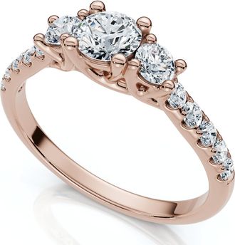 Pompeii3 3/4ct Elira Three Stone Diamond Ring 10K Gold Lab Grown
