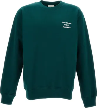 Dr&ocirc;le de Monsieur Slogan Detail Crew Neck Sweatshirt with Relaxed Fit