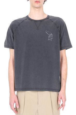 Maison Kitsun&eacute; Fountain Stamp Faded Cotton T-Shirt