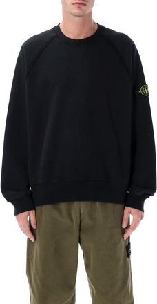 Stone Island Black Crewneck Logo Patch Sweatshirt
