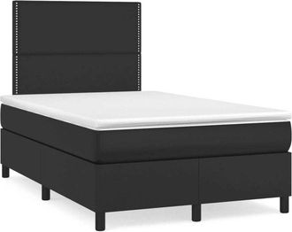vidaXL Vidaxl - Cama Box Spring Con Colch&oacute;n Cuero Sint&eacute;tico Negro 120x190 Cm