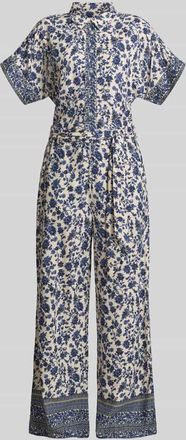 Lollys Laundry Jumpsuit aus Viskose mit Bindeg&uuml;rtel Modell Mathilde in Marine, Gr&ouml;&szlig;e XL