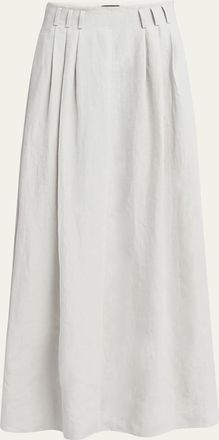 Giorgio Armani Triple Pleated Linen Maxi Skirt