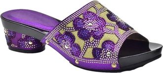 Generic Womens Shoes and Bag Set Sparkly Rhinestone Flowers Handbag Shiny Elegant Slip On Sandals for Evening Party Wedding