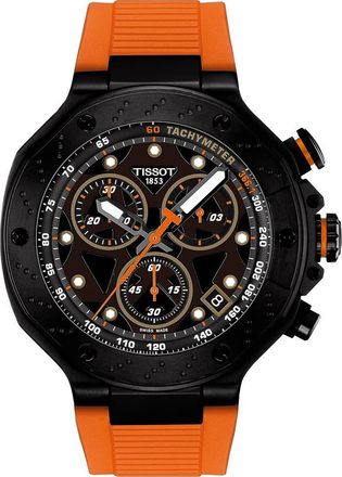 Tissot T-Race Chronograph Silicone Strap Watch, 45mm in Black at Nordstrom