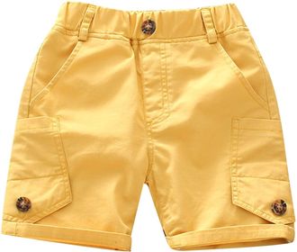 Generic Toddler Boys Baggy Cargo Shorts Kids Relaxed Elastic Waist Solid Color Roung Short Pants Daily Comfy Trousers Pockets (Yellow, 2-3 Years)