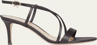 Gianvito Rossi Crepe Satin Crisscross Strappy Stiletto Sandals
