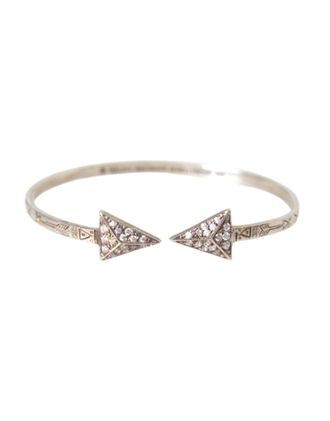 Nialaya Womens Arrow Cuff Bracelet Silver Pave Diamond - Light Grey - One Size