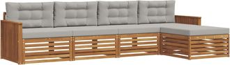 vidaXL Conjunto De Sof&aacute;s De Exterior 5 Uds. Gris Natural Y Claro Vidaxl