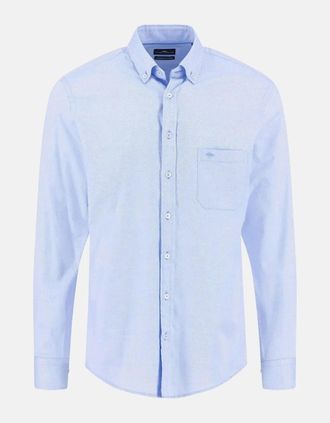 Fynch-Hatton Mens Essential Textured Dobby Shirt Crystal Blue - Size: Regular/36