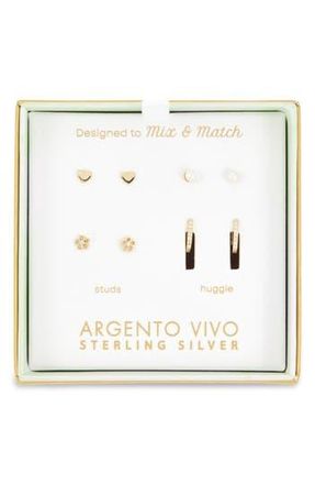 Argento Vivo Pack of Four Spring Assorted Stud & Hoop Earrings in Gold at Nordstrom Rack