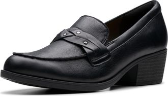 Clarks Womens Charlten Echo Shoes, Color Black Leather, Size: 6.5 UK Wide