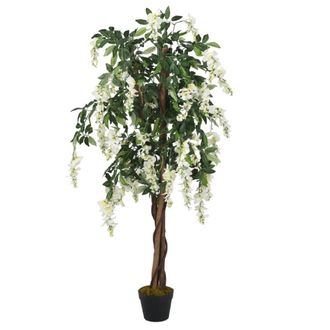 vidaXL Rbol De Wisteria Artificial 840 Hojas Verde Y Blanco 120 Cm Vidaxl