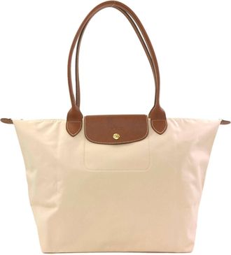 Longchamp Beige Brown Nylon Tote Bag (Pre-Owned)