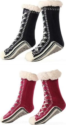 Generic Unisex Thick Cashmere Slipper Home Socks Fluffy Plush Comfy Sleeping Footwear Non-slip Grippy Boots Thermal Plush Booties (2pcs-r,One Size)