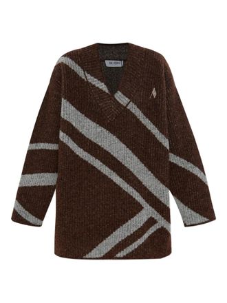 The Attico diagonal-stripe sweater - Brown