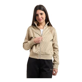 Guess Hoodies & sweatvesten, Dames, Beige, L, Polyester, Maya 4G Sweatshirt met Volledige Rits