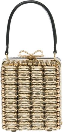 Self Portrait Tassen, Dames, Geel, ONE Size, Leer, Crystal Micro Bag