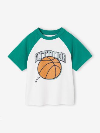 Vertbaudet T-Shirt mit Kontrast&auml;rmeln und Recycling-Baumwolle Jungen gr&uuml;n