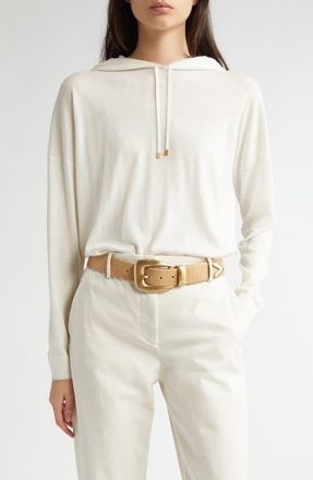 Eleventy Merino Wool Hoodie in White And Beige at Nordstrom, Size Xx-Large