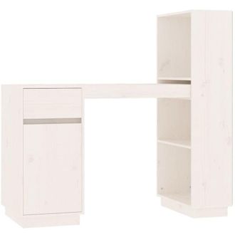 vidaXL Vidaxl - Escritorio De Madera Maciza De Pino Blanco 110x53x117 Cm
