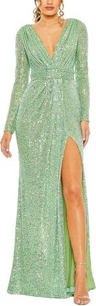 Mac Duggal Sequined Long Sleeve Gown