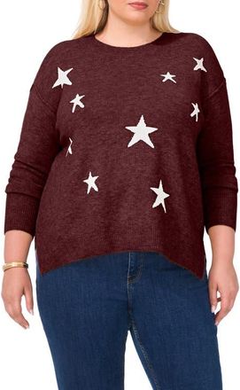 Vince Camuto Star Crewneck Sweater in Port at Nordstrom, Size 1X