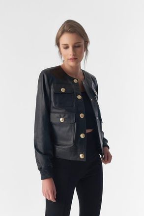 FURNIQ Beatrice Leather Jacket in Black at Nordstrom, Size X-Small