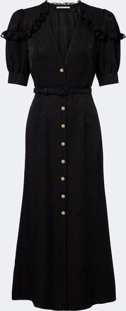 Alessandra Rich Belted silk jacquard midi dress