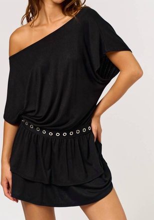 Blue Blush All Night One Shoulder Mini Dress In Black