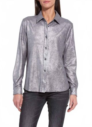Lyss&eacute; Womens Connie Patent Foil Vegan Suede Shacket In Silver