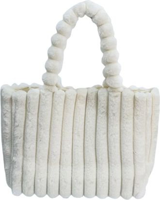 Generic Large Capacity Tote Bag Furry Shoulder Carryall for Women Stylish Spacious Daily Use (WH1, One Size)