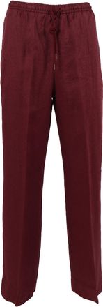 BRIGLIA 1949 Burgundy Relaxed Fit Linen Straight-Leg Pants