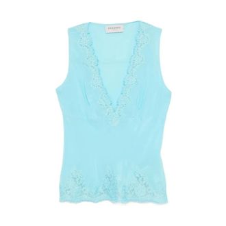 Ermanno Scervino Sleeveless Tops, female, Blue, Size: XS Silk Top